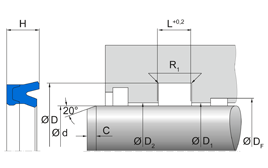 Freudenberg Stangafdichtring Hydraulics - HDR-2C 80 - 95 - 11,5 | 92 AU 21100 | 80x95x11,5 MM | Rod Seal type HDR-2C - 49305020