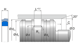 Freudenberg Zuigerafdichting-Hydrauliek - Merkel Omegat-Seal set series OMK-ES PR | 2-pieces | PTFE B602 / NBR | 320x290x14 / 15 MM - 49072967