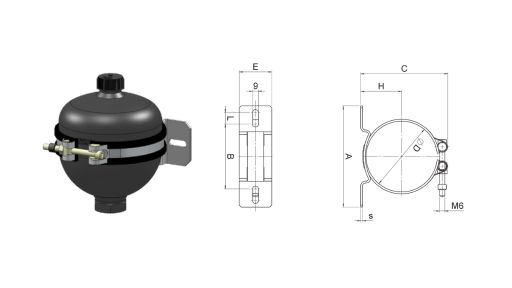 Membranspeicher Befestigungsschelle - HRGKSM-0-R-62-65/65-ST - Passend für Ø62-65 - 444911 measurement