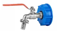 IBC-Adapter S60x6, Hahn mit 3/4"-Außengewinde, 3/4'' mit 12,5-mm-Schlaucheingang und einfachem 3/4"-Hahnadapter.