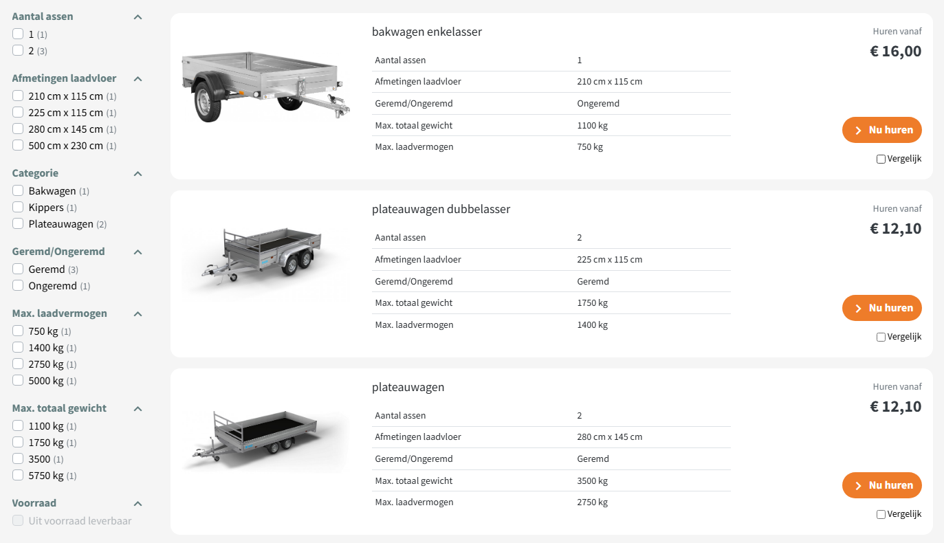 Filters en sortering op een Dotsimpel webshop