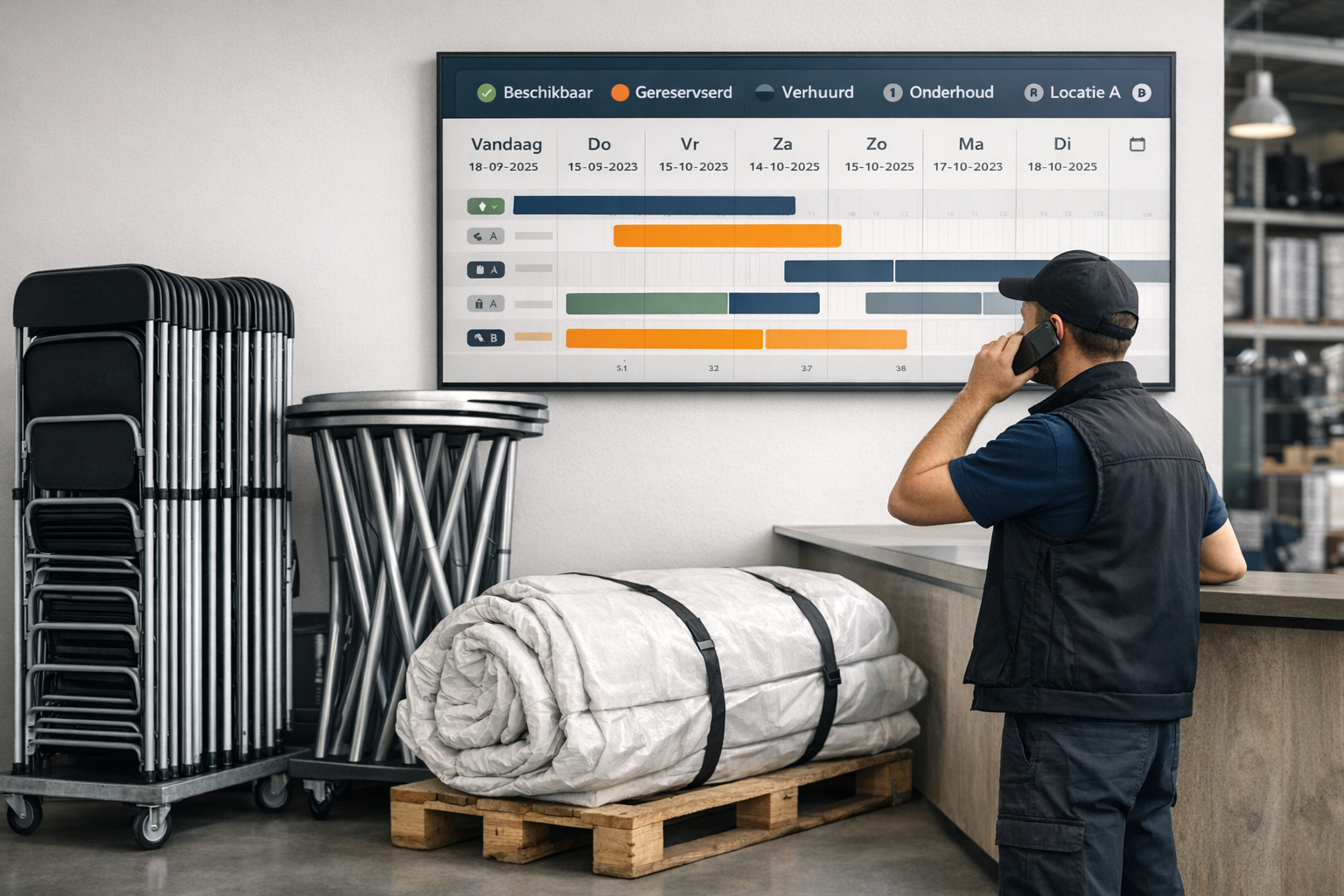 Screenshot van het planningsoverzicht in Dotrental