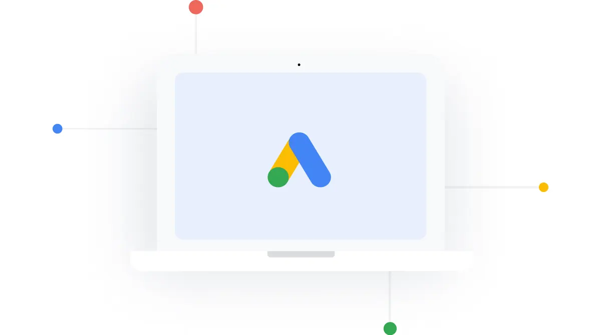 Logo van Google Ads op een getekende monitor