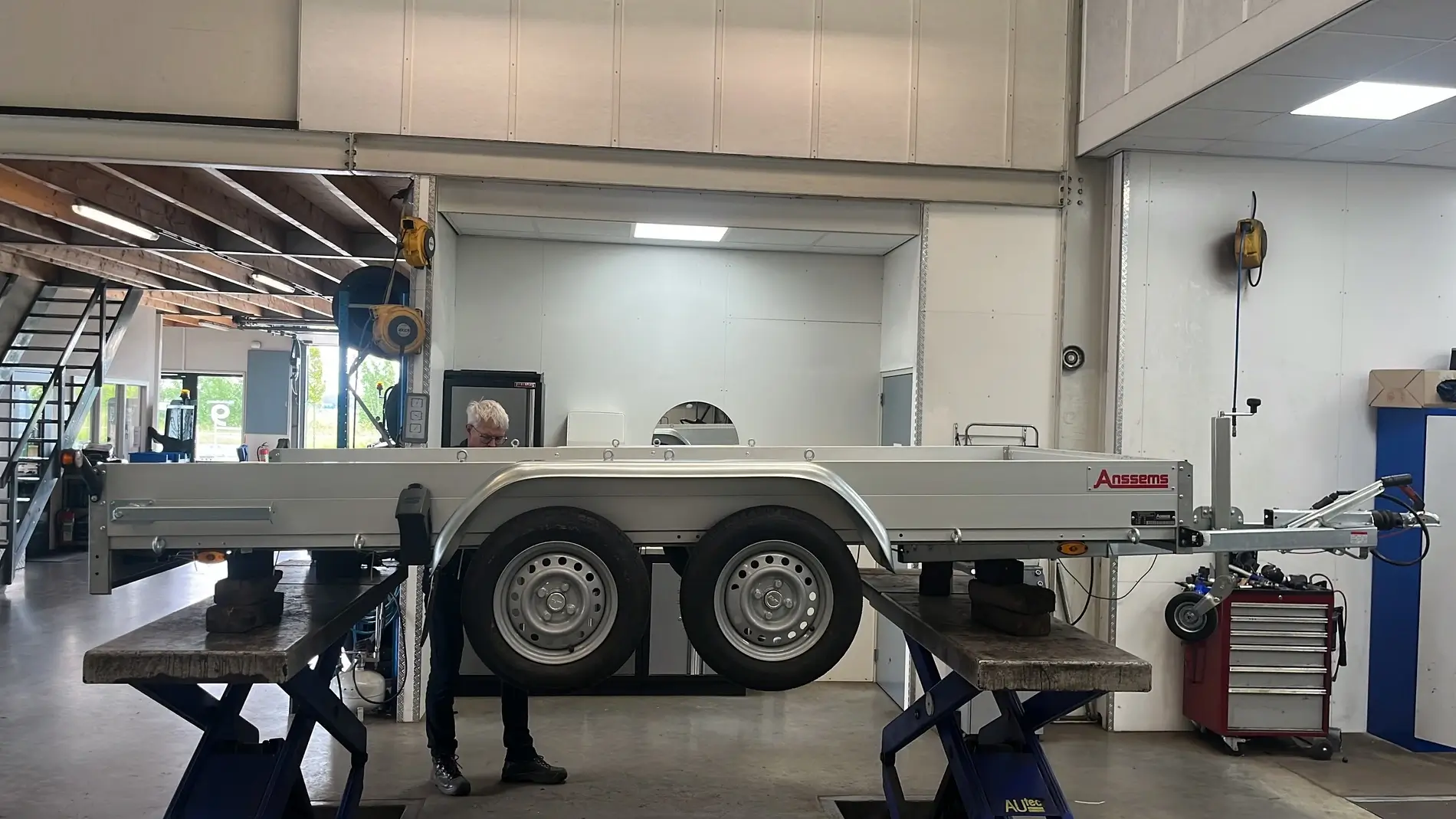 De aanhangertotaal werkplaats