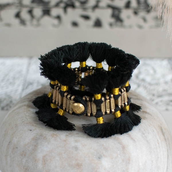 Bracelet - Double Charming - Noir - Zenza