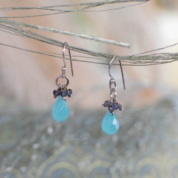 Earring - Cute FH - Silver, blue, lilac - Zenza