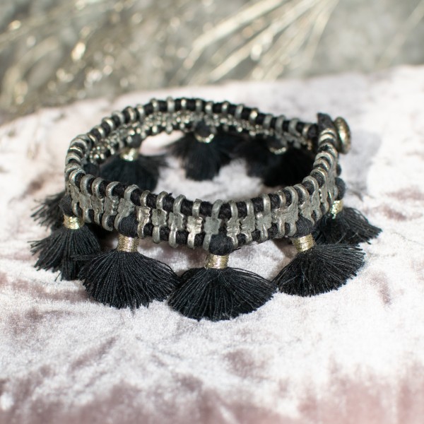 Bracelet - Charming Tassel - Noir argent - Zenza