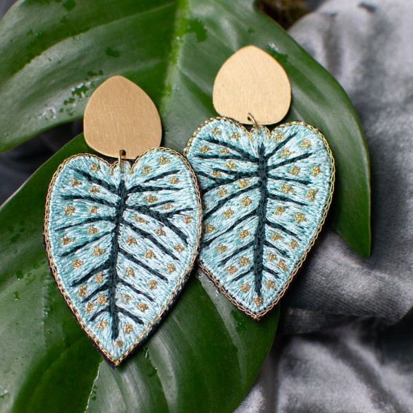 Earring - Caladium Large - Aqua - Zenza