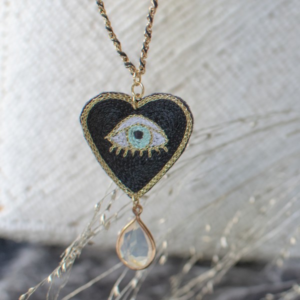 Halskette - Heart Eye - Schwarz - Zenza