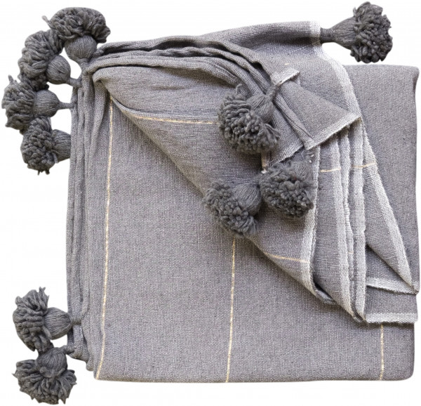 Throw - Pompom - Gray - Zenza
