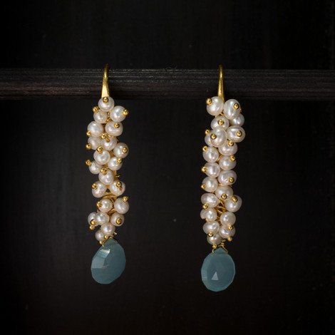 Earring - Blue - Pearl Cascade - Zenza