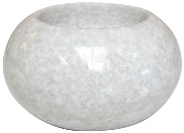 Teelichthalter - Marble Round - M - Wit - Zenza