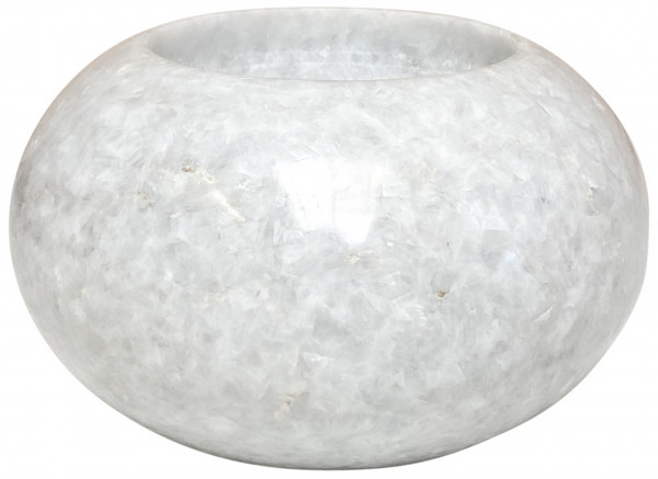 Teelichthalter - Marble Round - L - White - Zenza