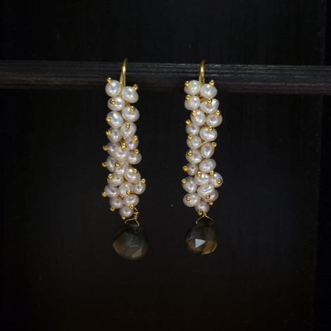 Earring - Labradorite - Pearl Cascade - Zenza