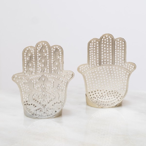 Teelichthalter - Hand Single - Silber - Zenza