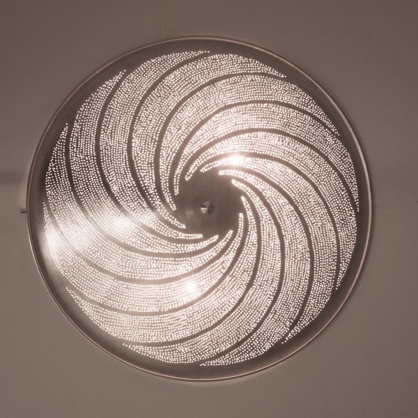 Plafondlamp - Disk - XL - Swirl - Zilver - Zenza
