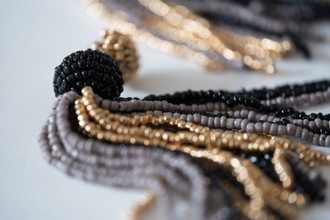 Earring - Tassel Night - Gold/Black - Zenza