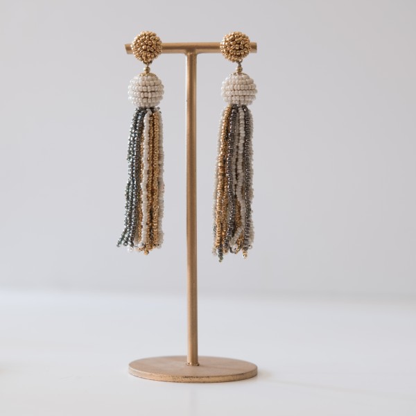 Earring - Tassel Desert - Gold/White - Zenza