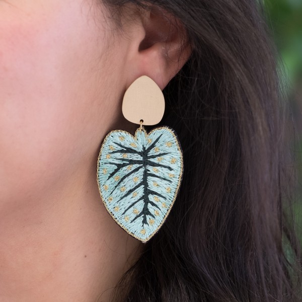 Earring - Caladium Large - Aqua - Zenza