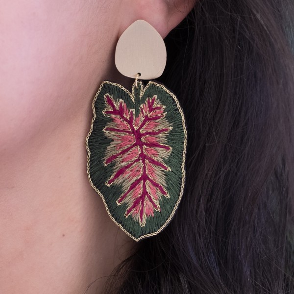 Earring - Begonia Large - Pink/Green - Zenza