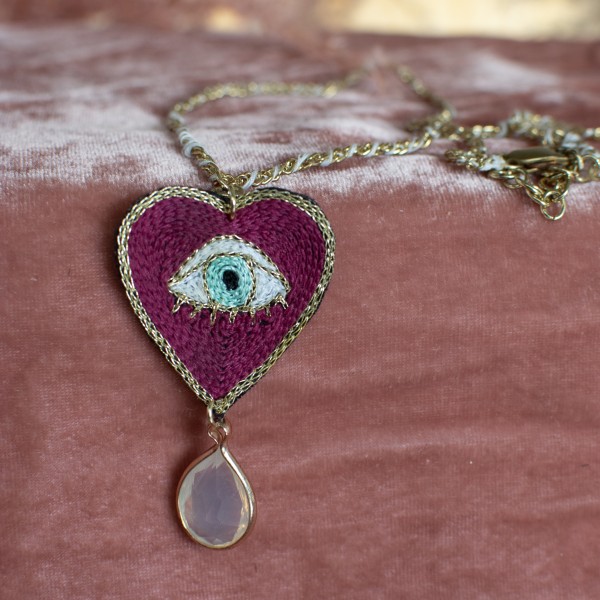 Necklace - Heart Eye - Fuchsia - Zenza
