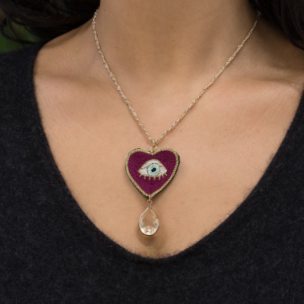 Necklace - Heart Eye - Fuchsia - Zenza
