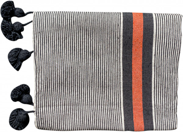 Throw - Pompom - Striped - Coral - Zenza