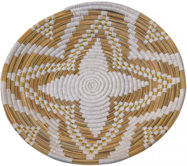 Wall Decoration - Sahara Floral Basket L - White/Gold - Zenza