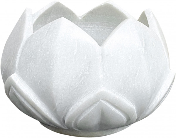 Bowl - Marble Lotus Pot - White - Zenza