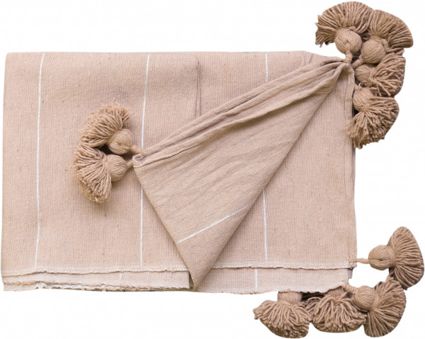 Blanket - Pompom - Beige - Zenza