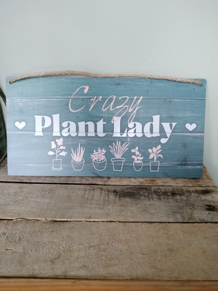 Spreuk: Crazy Plantlady, hout