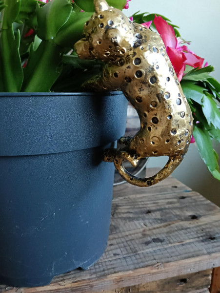 Bloempot hanger Luipaard goud zwart