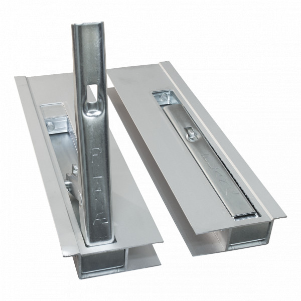 Zijbordsluiting ,  aluminium met stalen handgreep (verzinkt) 400mm per set links + rechts