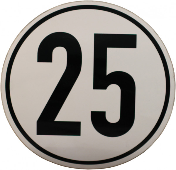 Markeringssticker 25km/h voor Duitsland Ø200mm wit met zwarte rand en zwarte letters