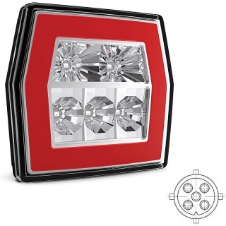 Achterlicht Universeel 5 PIN's bajonet 99,5 x 93 x 39,5mm opbouw remlicht knipperlicht    achterlicht  45mm Waterproof 12/24 V CE, ECE-R10 / R7 / R6 L