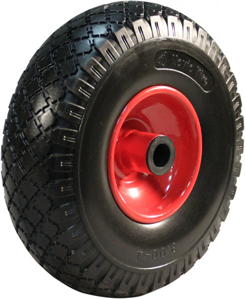 PU band + wiel 3.00x4 blok + 2.10X4 rollager Ø20 NL75 staal rood