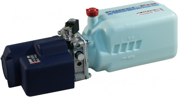 Hydr. compactaggregaat DC12V-2KW kunststof tank , bediening niet inbegrepen 8L