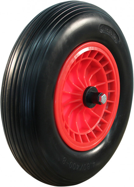 PU band + wiel 4.00x8 lijn + 2.50Ax8 glijlager Ø20 NL75 130,0 kunststof, rood