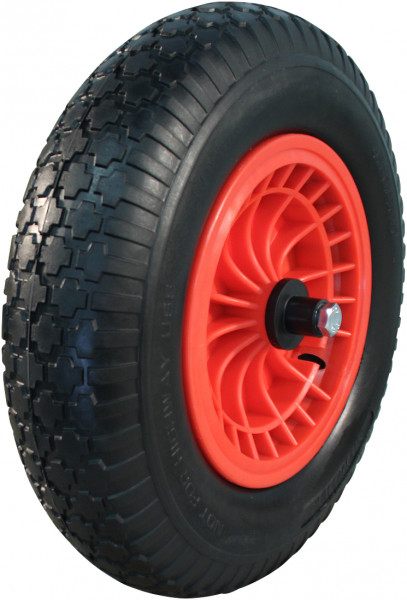 PU band + wiel 4.00x8 blok + 2.50Ax8 Ø20 NL75 rollager kunststof rood