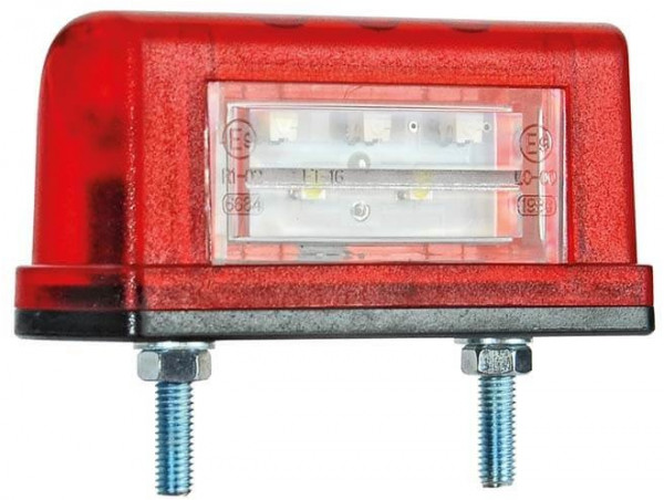 Kentekenlamp 83 x 40 x 30mm 45mm Rood/wit Rood/wit  kabel 500mm  12/24v CE, ECE-R10 / R7 / R4