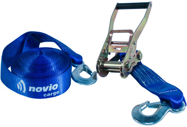 Spanband, 2-delig , met ratel en gaffelklephaken blauw 50mm 7000mm Novio cargo