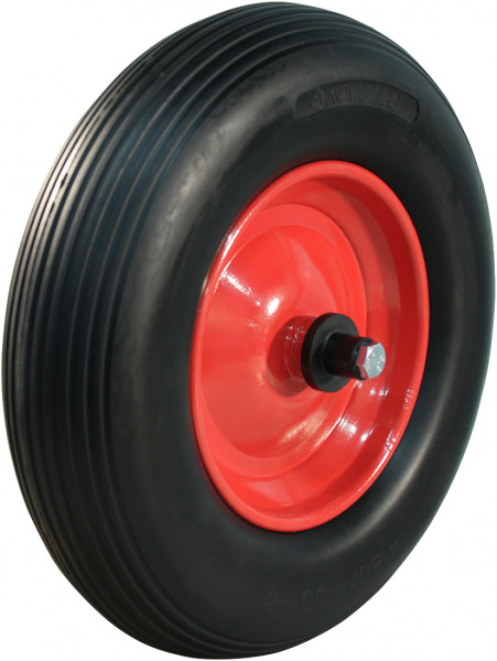 PU band + wiel 4.00x8 lijn + 2.50Ax8 rollager Ø20 NL75 130,0 staal rood