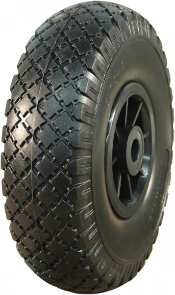 PU band + wiel 3.00x4 blok + 2.10X4 rollager Ø20 NL75 kunststof zwart