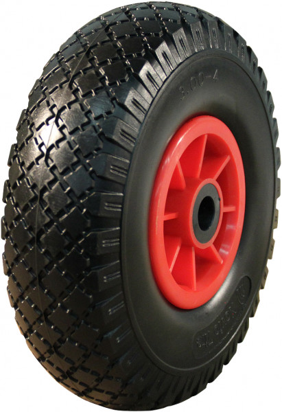 PU band + wiel 3.00x4 blok + 2.10X4 rollager Ø20 NL75 kunststof rood RAL 3002