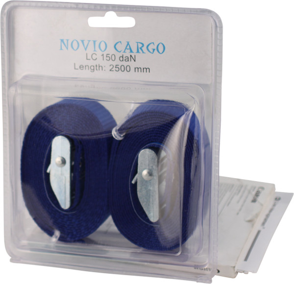 Spanband met klemgesp en haken (set 2 stuks) , blauw 25mm 1800mm Novio Cargo