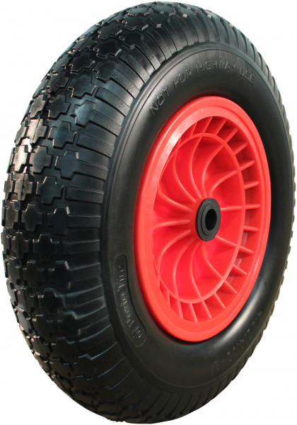 PU band + wiel 4.00x8 blok + 2.50Ax8 rollager Ø20 NL75 kunststof rood RAL 3002