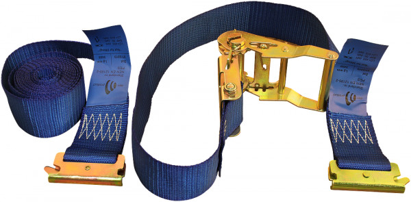 Spanband, 2-delig , met ratel en vastzetring blauw 50mm 3400mm Novio cargo