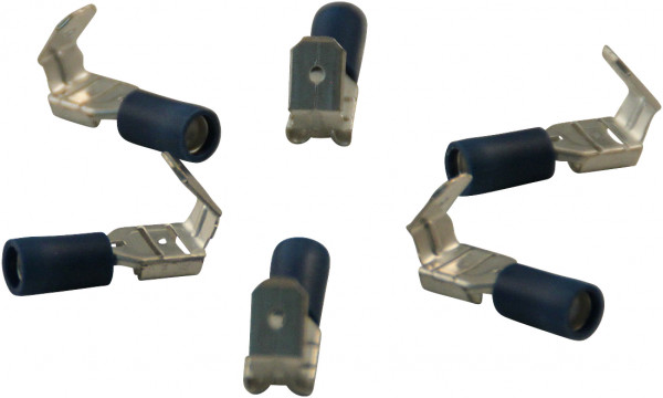 Vlakstekerhuls met tab voor draad 1,5 - 2,5mm2 , 6,3x0,8mm, blauw