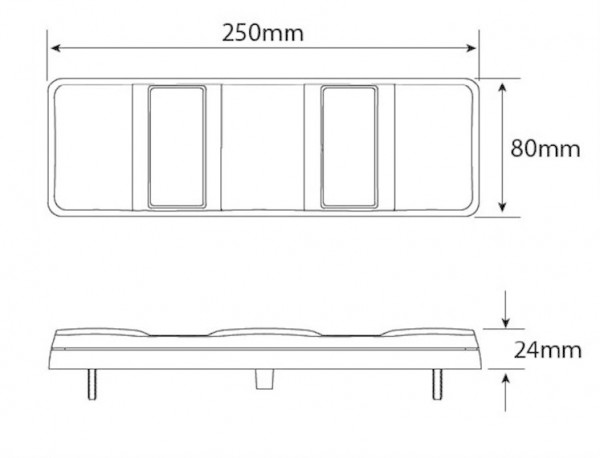 Achterlicht Universeel 40cm kabel 250 x 80 x 24mm opbouw remlicht knipperlicht   Achteruitrijlicht achterlicht rechthoek reflector 200mm IP67 12/24v C