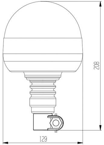Zwaailamp led oranje 12/24v ø129 x 208mm DIN-aansluiting IP56 8 x 3W High power LED's CE, ECE-R10 / R65